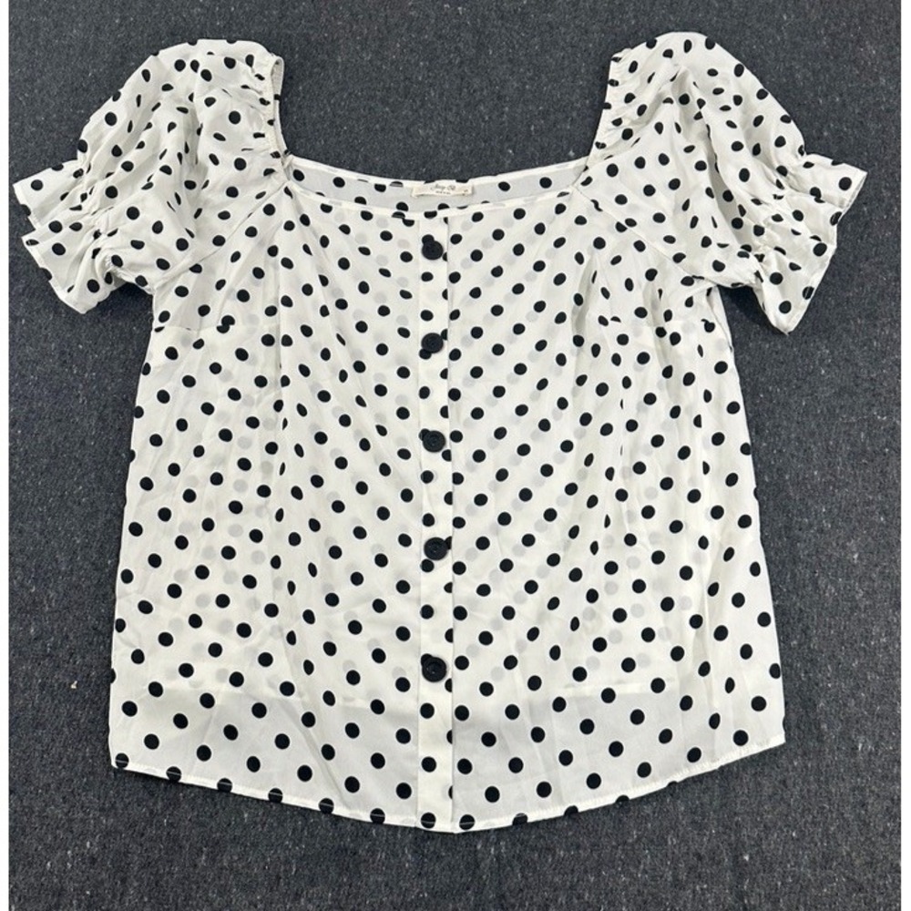 Jessy B White Pok A Dot Blouse off shoulder Womens Size 2XL